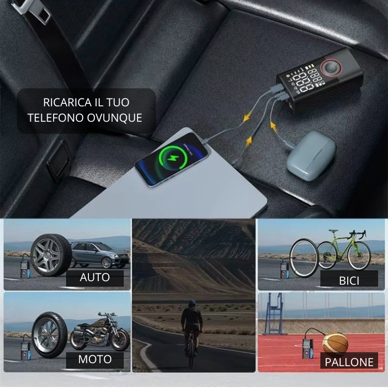 GimyAir Pro – Gonfiatore Portatile Ultra Veloce